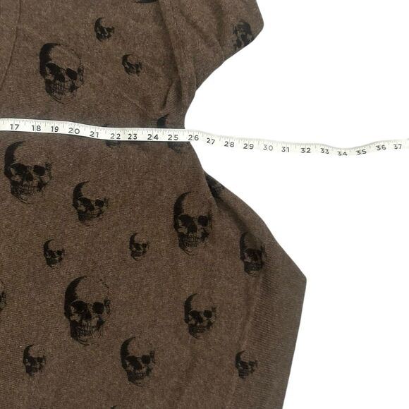 Skull Cashmere Women's Brown Skull Print Cardigan Cashmere Sweater Size S - Picture 8 of 12